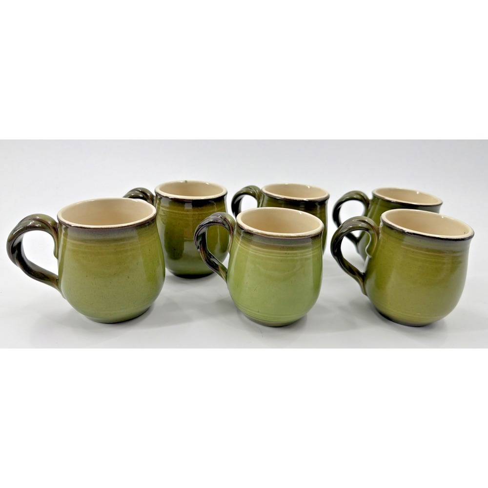 Vintage Metlox Poppytrail Vernon California Strawberry Mugs Set of 6 Green